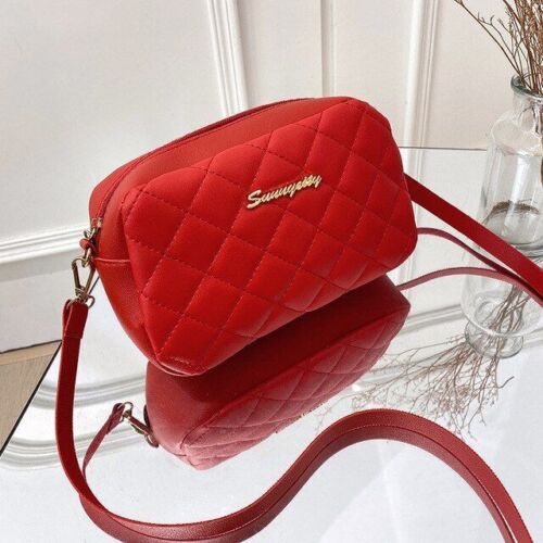 Simple Style Small Shoulder Bag Solid Color Leather Wide Strap Crossbody Handbag