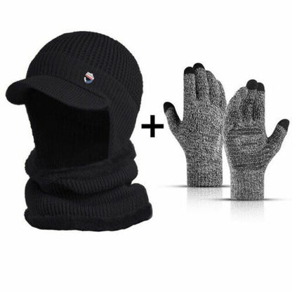 Winter Hat Bandana Scarf Outdoor Ear Protection Warm Thick Bicycle Knitted Cap