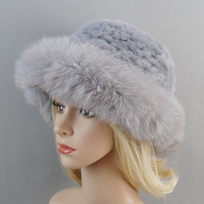 Women Beanies Solid Rabbit Fur Caps Fashion Real Fur Hat Winter Luxury Knitted