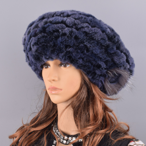 Berets Caps Women Rabbit Fur Hat Causal Warm Knitted Caps Outdoor Volume Hats