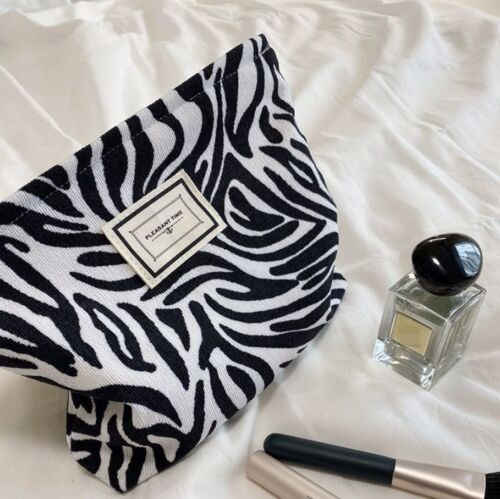 Corduroy Retro Leopard Print Cosmetic Bag Travel Cosmetic Pouch Storage Make Up