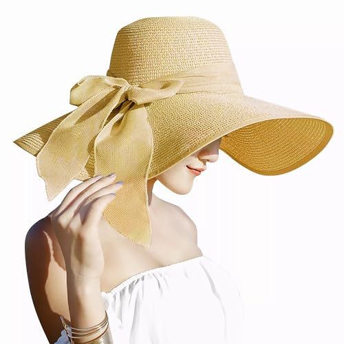Womens Bowknot Straw Hat Foldable Beach Sun Hat Roll up Summer Caps 12 color