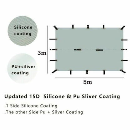 silicone coated nylon ultralight tarp Outdoor awning Tarp portable camping 3*3M