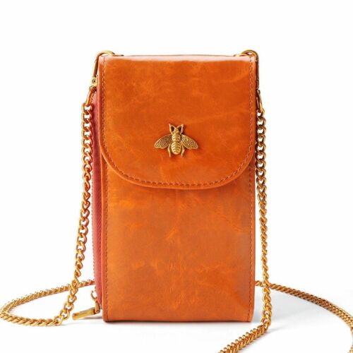 Women Leather Phone Purse Card Holders Crossbody Shoulder Bag With Chain Strap
