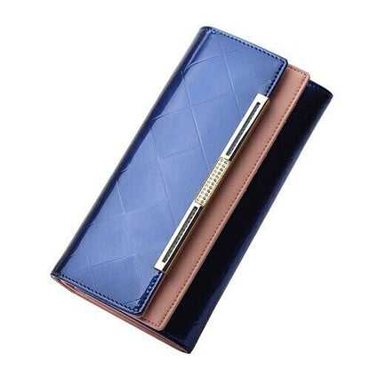Women's Wallets Cash Clip Leather Billfold Handbag Ladies Purse Long Card Clamps
