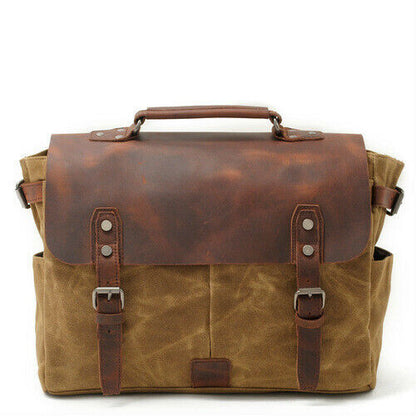 Retro Bag Canvas Leather Shoulder Messenger Portable Document Bag Knight Bag