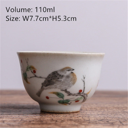 Antique Tea Cup Ruyao Kungfu Cup Of Tea Handpainted Master Cup Crackle Glaze New