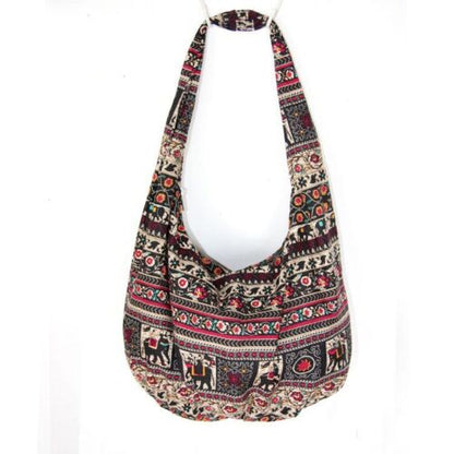Flowers Hobos Bags Shoulder Purse Handbags Ethnic Floral Cotton Canvas Bag 1 PC