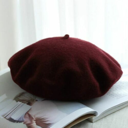 Berets Hat 100% Pure Wool French Artist Women Painter Vintage Warm Walking Cap