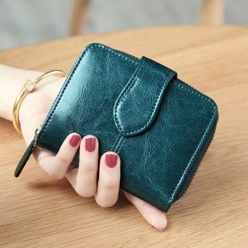 Leather Wallet Women Short Mini Clutch Purse Coin Pocket Credit Card Holder Bag