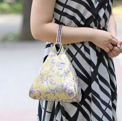 Flowers Embroidery Small Handbag Shopper Purse Triangle Bag Clutch 20*16*6 CM