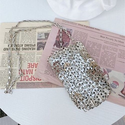 Luxury Bag Metal Sequins Chain Woven Bag Clutch Shoulder Handbag Bag 19*11*1 CM