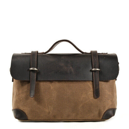 Retro Bag Canvas Leather Shoulder Messenger Portable Document Bag Knight Bag