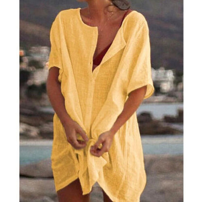 Plus Size Women Short Sleeve Baggy Long Blouse Shirt Mini Dress Beach Tunic Tops