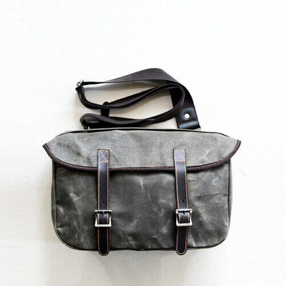 Retro Motorcycle Bag Men's Waterproof Side Bag Motorcycle Canvas Shoulder Bag