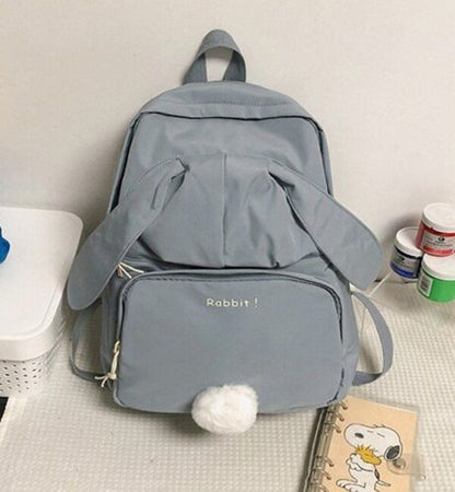 Backpack White School Bag Rabbit Tail Bag Large Waterproof 29*12*40 CM Traveling