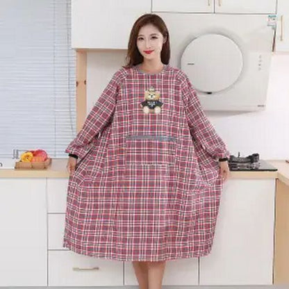 Cooking Apron Cotton Long Sleeve Brief Kitchen Baking Barbecue Picnic Vest Smock