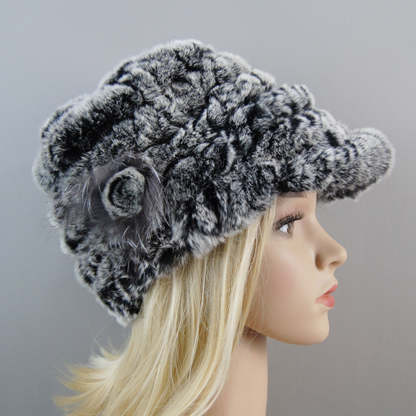 Women Winter Rabbit Fur Caps Warm Real Rabbit Fur Hats Natural Soft Knitted Hat