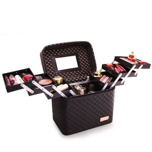 Large Capacity Makeup Cosmetic Bag Multilayer Storage Portable Make Up Suitcase