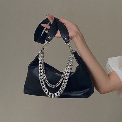 Messenger Bag Synthetic Leather Elegant Chain Purse Shoulder Crossbody Pouch