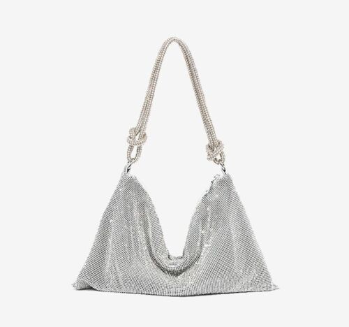 Hobo Shoulder Bag Handle Shining Rhinestone Evening Clutch Purse Crystal Handbag