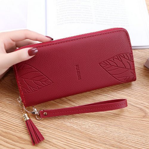 Wallets Purses Synthetic Leather Wristband Leaf Print Long Large Bag Wallets 1PC