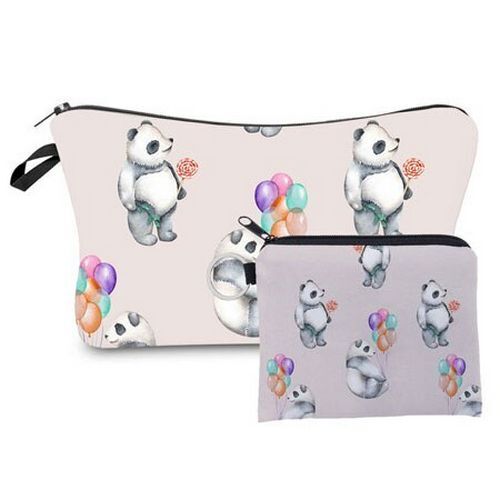 2 PCS Makeup Bag Animal Pattern Cosmetic Bag Set Women Combination Organizer Bag