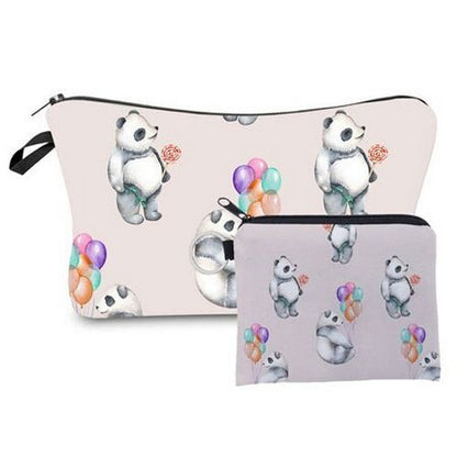 2 PCS Makeup Bag Animal Pattern Cosmetic Bag Set Women Combination Organizer Bag