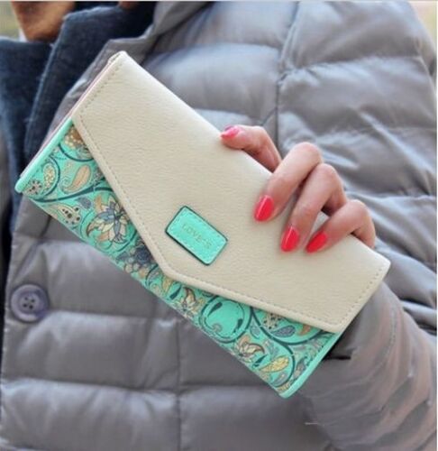 Women Wallet Coin Purse Long Clutch Bag Money Card Holder 19*9.5*3 CM Pink/Blue