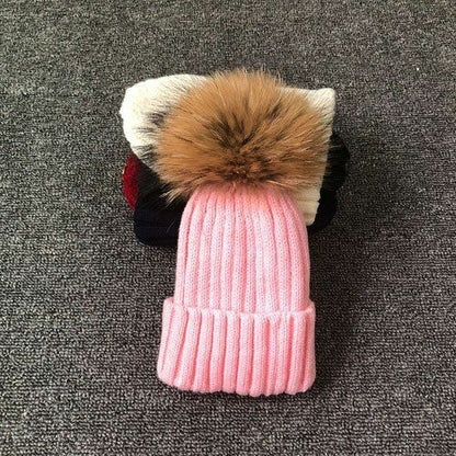 Hat Winter Fur Poms Women Knitted Beanies Cap Thick Skullies Solid Unisex Casual