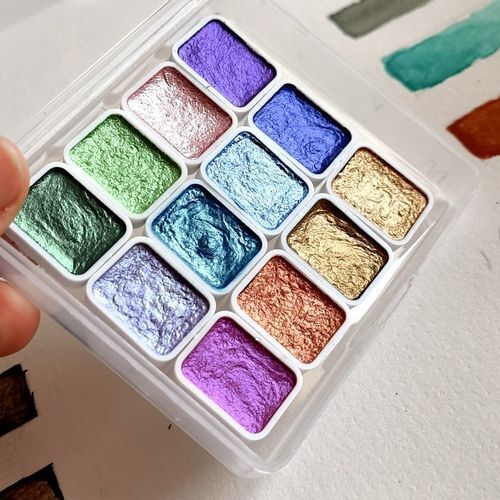 Watercolor Paints Metallic Pearlescent Solid Handmade Fine Art Painting Supplies