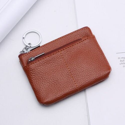 Genuine Leather Wallet Zipper Pouch Short Small Money Bag Coin Purse Card Holder