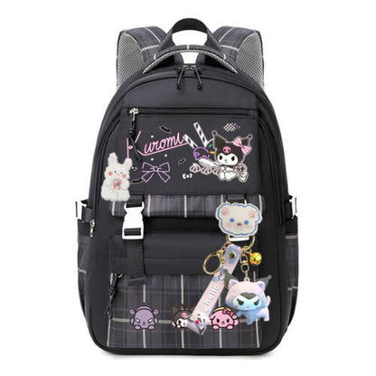 My Melody Kuromi Student Backpack Cinnamoroll Pom Pom Purin Pochacco Schoolbag#h