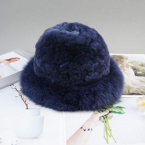 New Style Women Winter Natural Fur Hats Knit Fur Cap Knitted Fluffy Rabbit Fur