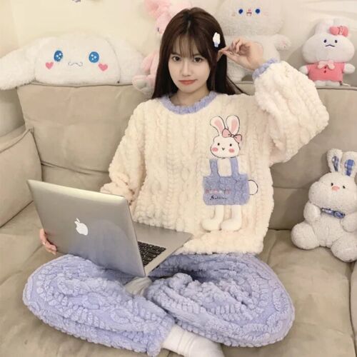 Sanrio Kuromi Cinnamoroll My Melody Anime Coral Velvet Pajamas Home Clothing Set