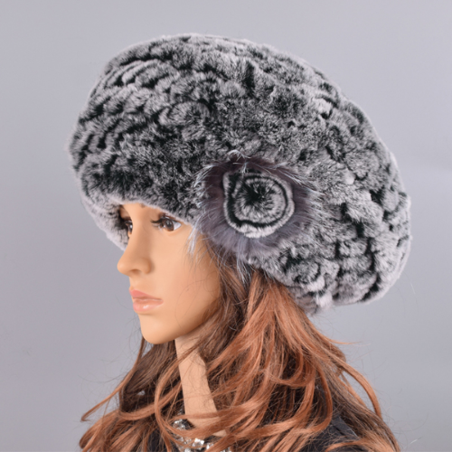 Berets Caps Women Rabbit Fur Hat Causal Warm Knitted Caps Outdoor Volume Hats