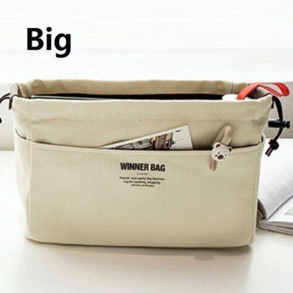 Canvas Organizer Inner Bag Makeup Handbag Lightweight Traveling Storage Purse