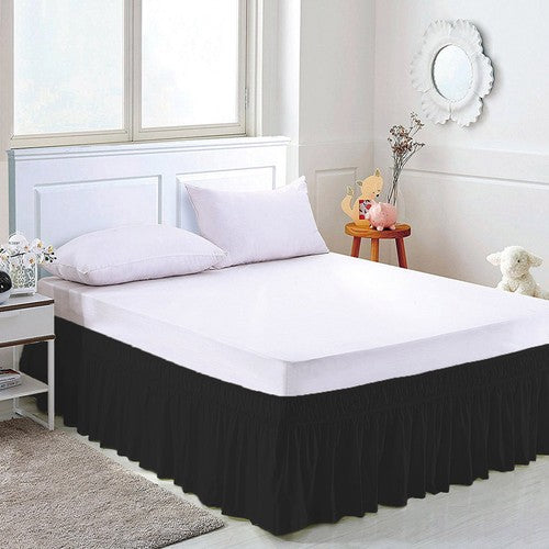 Wrap Around Bed Skirts Drop Solid Color Elastic Bed Skirt Queen King Full Dust