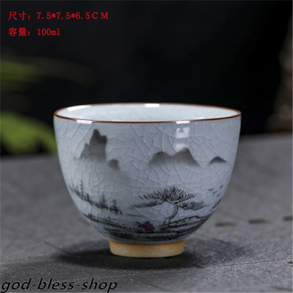 Ruyao Master Cup Crackle Glaze Handpainted Tea Cup 100ml Chinese Kungfu Tea Cups