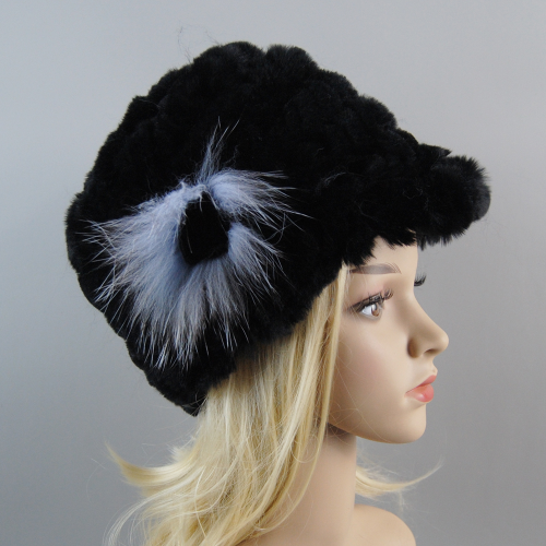 Women Winter Rabbit Fur Caps Warm Real Rabbit Fur Hats Natural Soft Knitted Hat