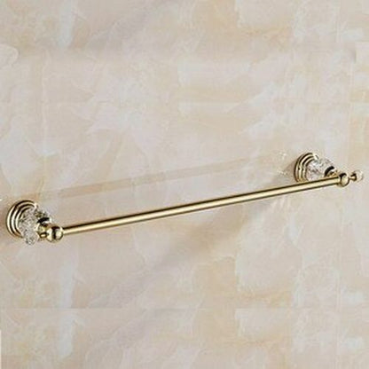 Luxury Crystal Bathroom Accessories Gold Polished Brass Wall Bath Hardware Sets