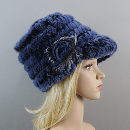 Women Winter Rabbit Fur Caps Warm Real Rabbit Fur Hats Natural Soft Knitted Hat