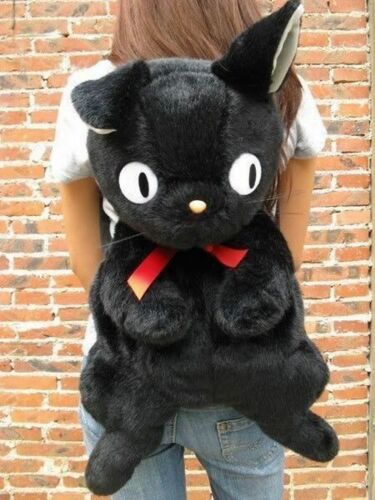 Black Plush Doll Bag Women Cute Funny Backpack Flannel Soft Handle 20L Traveling