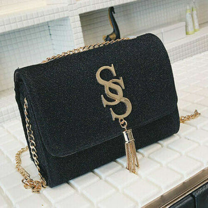 Sequin Flap Crossbody Bag Tassel Chain Ladies Party Handbag Purse Messenger Bags