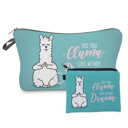 2 PCS Makeup Bag Animal Pattern Cosmetic Bag Set Women Combination Organizer Bag