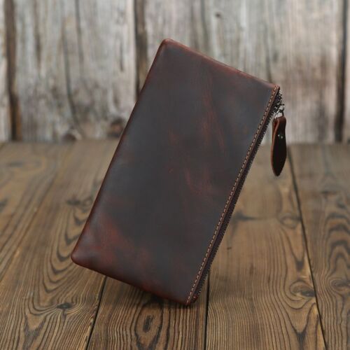 Wallet Genuine Leather Phone Bag Long Retro Ultra-Thin Leather Clutch Solid 1PC
