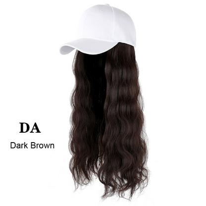 Baseball Cap Wig Kinky Straight Hat Synthetic Hair Wigs Natural Adjustable Hat