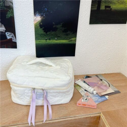Flower Cloth Makeup Bag Cosmetic Organizer Storage Handbag Box Shape Toiletry