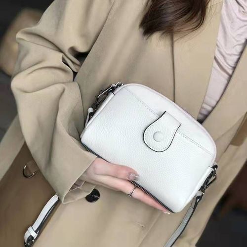 Genuine Cow Leather Shoulder Bag Small Crossbody Purse White Shoulder Bags Flap