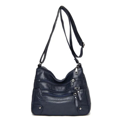 Women's Cross Body Messenger Bag Fashion Pu Leather Wide Shoulder Strap Handbag
